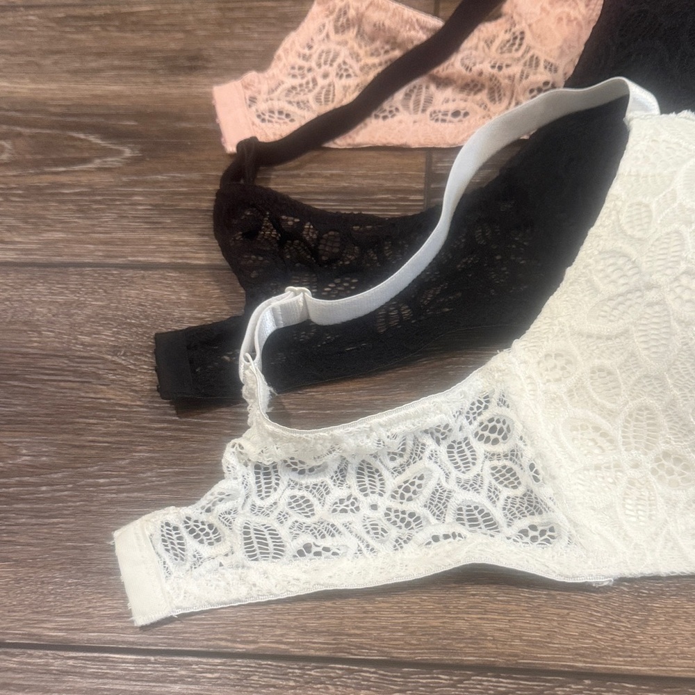 Lace T-Shirt Bra - Pack of 3 (Pink, Black, White) - Picture 3 of 7